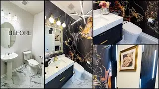 EXTREME BATHROOM TRANSFORMATION FROM START TO FINISH : POWDER ROOM MAKEOVER & TOUR | OMABELLETV