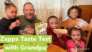 Kids Taste Test Zapp&rsquo;s CRAWTATORS with Grandpa #kettlechips #zapps #tastetest