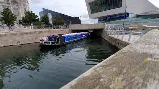 Liverpool Waterfront  Liver Buildings, Pier head. Canal and barge. Part 1.