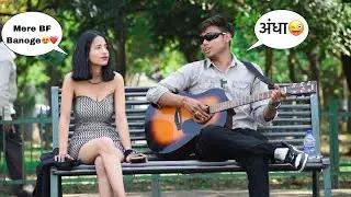 Blind (अंधा) Prank With Cute Girls Shocking😱 Reactions | Randomly Singing In Public | Jhopdi K