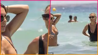 Gemma Owen shows off her incredible figure in a tiny bikini as she hits the beach in Ibiza with her