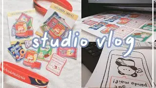 🥮 studio vlog | sticker shop update, cutting stickers, making thank you cards | malaysia