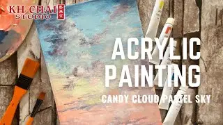 Fisrt Acrylic Painting - Candy Cloud Pastel Sky