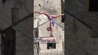 Impossible 21m handstand dive off a tiny platform 🤸