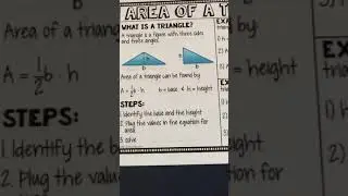 Unit 9: Geometry Area of a Triangle & Missing length Anchor Chart