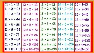 multiplication table of 11 to 16 ! Learn table of 2 to 10 l table of 2 to 5 l 11 se 15 ka pahara l