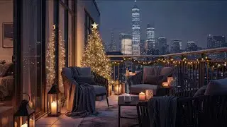 Snowy Soothing New York City Winter Night Balcony Ambience to Unwind ❄️😌🗽