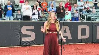 Grace Elly performing The Star Spangled Banner for the Aberdeen IronBirds