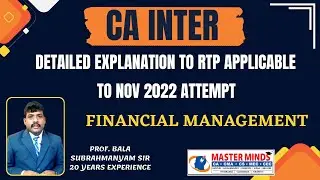 P928 | CA Inter | 100% English | Financial Management | Detailed Explanation to Nov 22 RTP