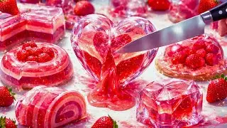 Which Glass Strawberry Dessert Would You Cut First? 🍓🔪 Ultra Satisfying Visual ASMR