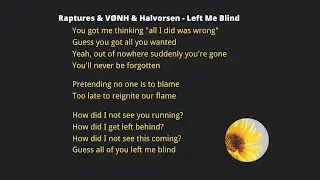 Raptures & V&Oslash;NH & Halvorsen - Left Me Blind &ndash; copyright FREE (with lyrics)
