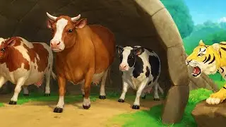 Magical Color Cows Protect Their Space from a Tiger | Epic Wildlife Adventure