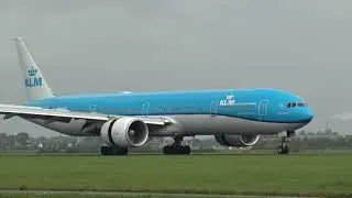 Klm Boeing 777-300 PH BVR Landing Amsterdam Schiphol 18R