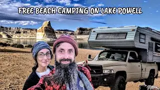 Beach Camping Off Grid In My Truck Camper (LAKE POWELL) Epic Storms + Everyone Got Stuck In The Sand