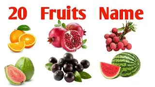 फलों के नाम सीखें | 20 Fruits Names in English for Kids Vocabulary Learning Preschool Kindergarten