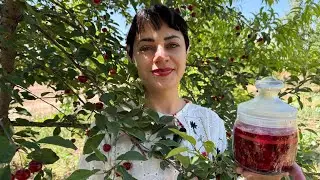 Village Life | Farm To Table | Sour Cherry Jam And Tea | Rural Recipes Vlog | Vegetarian recipe