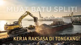Proses Paling Berat! Excavator Raksasa Muat Batu Split ke Tongkang | Kepiawaian Operator Level Dewa