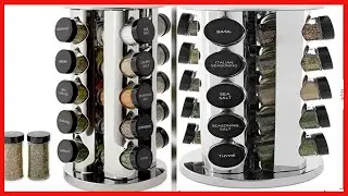 Kamenstein Revolving 20 Jar Countertop Rack Tower Organizer with Free Spice Refills for 5 Years,