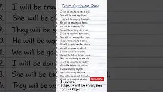 Future Continuous Tense &ndash; 20 Easy Examples #english #futurecontinuous