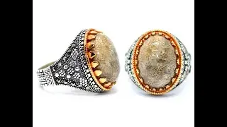 خاتم مرجان طبيعي متحجر fossil coral
