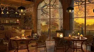 Autumn Night Coffee Shop Ambience ☕ Piano Jazz Music for Relaxing, Studying and Workinga