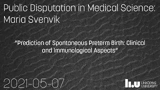 Disputation inom medicinsk vetenskap: Maria Svenvik