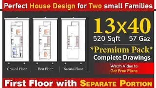 13x40 House design with Car parking | 13x40 House Plan | 520 Sqft Ghar Ka Naksha | 57 Gaz ka Ghar |