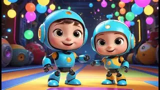 Five Little Robots Buzzing Around | Fun Counting and Action Song for Kids | Preschool Nursery Rhyme
