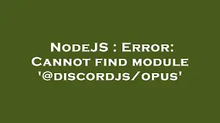 NodeJS : Error: Cannot find module '@discordjs/opus'