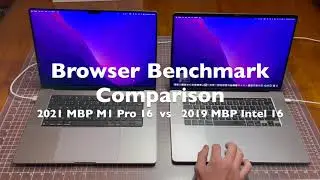 Сравнение производительности браузера MacBook Pro M1 Pro 16 2021 года с браузером Intel Brave MacBook Pro 16 2019 года