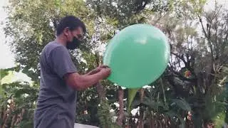 Paano gumawa ng color light green na giant mother flying balloon?