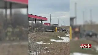 Vehicle fire at gas station west of Tea exit