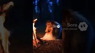 焚き火の音と、シェルティ。Fire sounds and a Sheltie.#焚き火ASMR #sheltie #campfire #シェルティ #relax #わんこ連れキャンプ #癒し