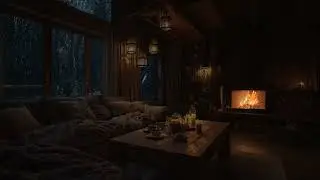 Sleepy Evening in the Living Room | Gentle Rain and Cozy Ambience for Relaxation