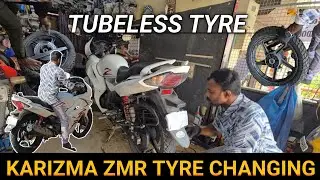 KARIZMA ZMR TUBELESS TYRE changing | AR motors Maradu |