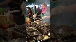 A Unique Turtle BBQ Street Food Experience at an Asian Market.@darmawanfood-ai