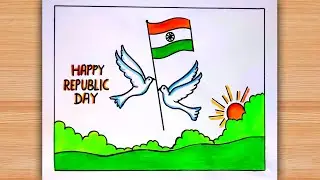 Republic Day Drawing Easy / How to Draw Happy Republic Day Poster Easy Step by Step / 26 January  