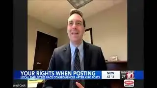 Адвокат Джаред Кук обсуждает с WHEC 10 вопрос увольнения сотрудников работодателем из-за постов в...