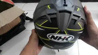 Unboxing Helm Murah NHK Gladiator Hawk Black Yellow Doff, Helm half face murah, dual visor