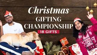 Our Crazy Christmas Gift Exchange: 9 Colours, 18 Gifts! | HUSBAND VS WIFE | Telugu Couple