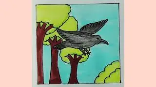 Thirsty Crow story drawing  for kids ✨🐦&zwj;⬛school activity for kids 