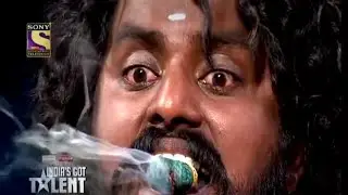 India's Got talent 9 | Dangerous stunt  With Firecrackers Scares Kirron Kher | Kranthi Drillman