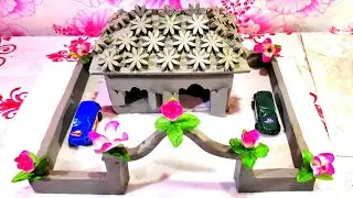 Diy Mini Clay House | Mud house with flowers designs | Clay Work