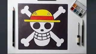 C&oacute;mo Dibujar la BANDERA de ONE PIECE Paso a Paso | Tutorial F&aacute;cil del Jolly Roger de LUFFY