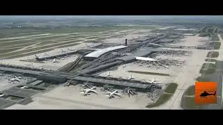 Aéroport Paris Charles de Gaulle aérial footage.