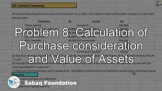 Problem 8: Calculation of Purchase consideration and Value of Assets, Accounting Lecture | Sabaq.pk