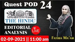 ENGLISH QUEST POD 24 || 02-09-2021 || Fatima Ma'am #SSA #Banking #MBA #the_hindu