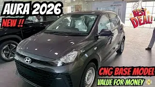 2026 Hyundai Aura E CNG 🔥 Base Model Detailed Review | Value for Money or Not? 😱