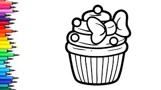 Cute Cupcake Drawing, Painting & Colouring for Kids and Toddlers_ Child Art | Cupcake Drawing 🧁 