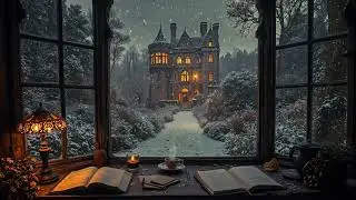 Cozy Winter Study Window with Some Dark Academia Music | Gothic Victorian Library | Calm & Relax